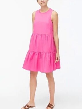 J. Crew Womens Sleeveless Cotton Poplin Tiered Mini Dress 6